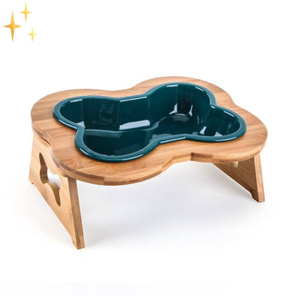 Honden Voerbak Keramisch met Houten Stand