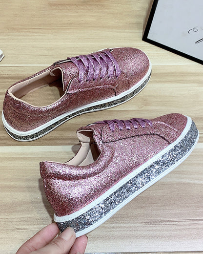 Glitter Dames Sneakers Plateau Sienna Stijlvol