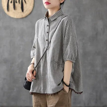 Vrouwelijke Knoopblouse Korte Mouwen Zomerse Stijl