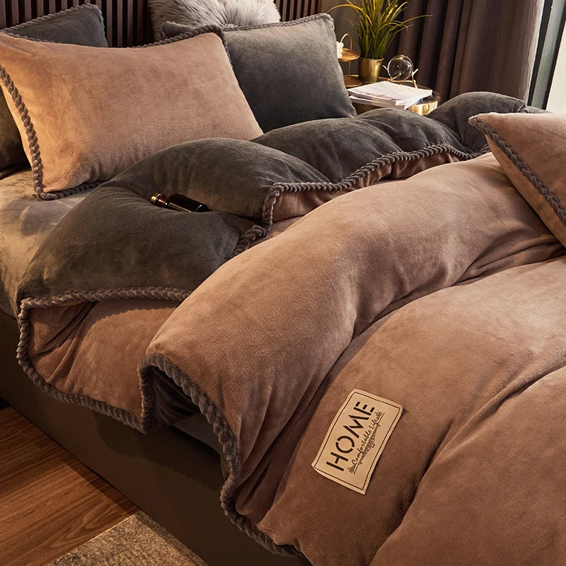 Zachte Fleece Dekbedovertrek Set Luxe Fluwelen Dekbed