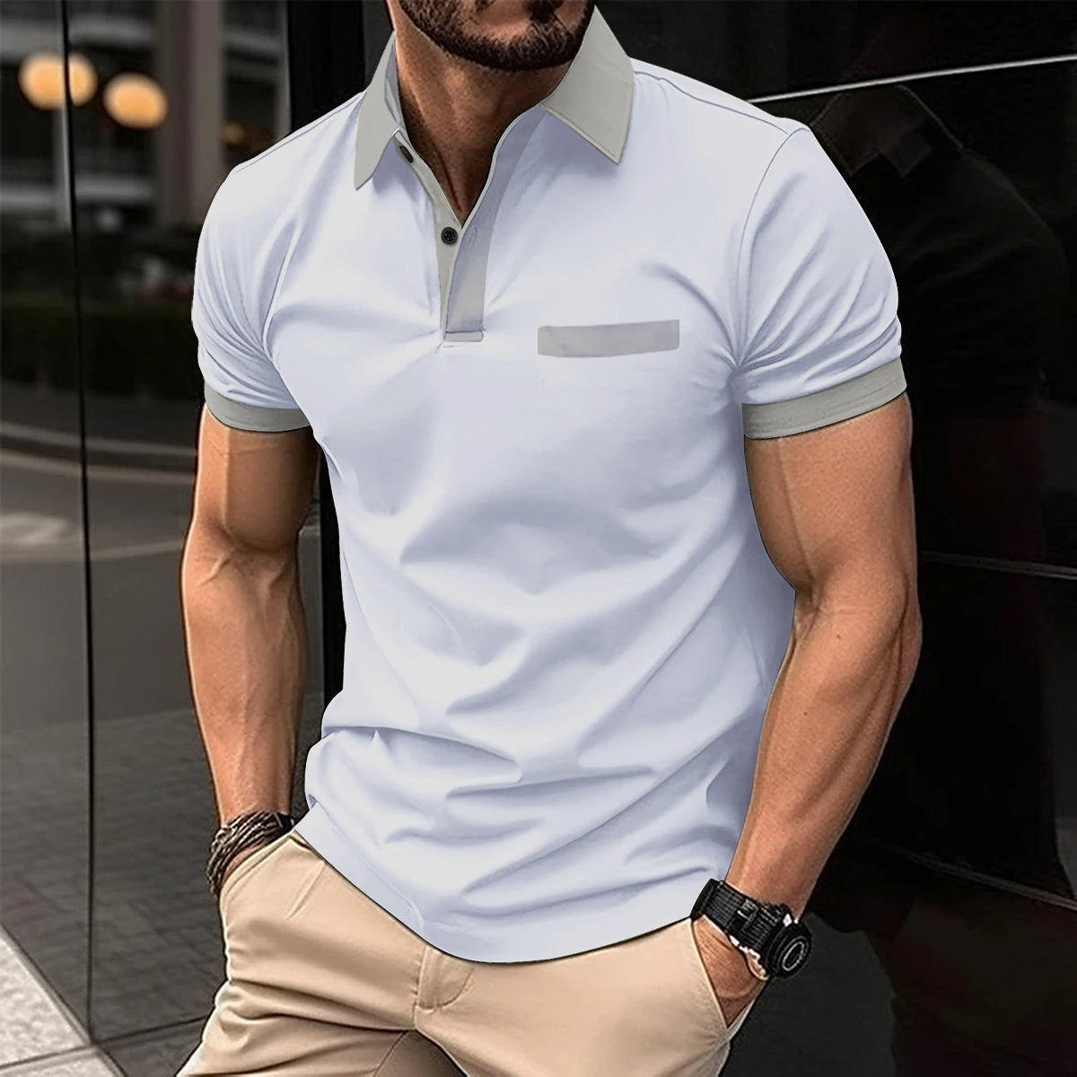 Plus Size Polo Shirt Gestreept Stijlvol voor Mannen