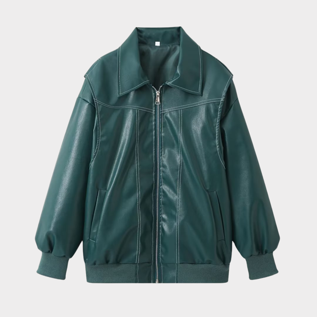 Oversized Bomberjack Met Contrasterende Stiksels en Kap