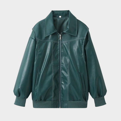 Oversized Bomberjack Met Contrasterende Stiksels en Kap