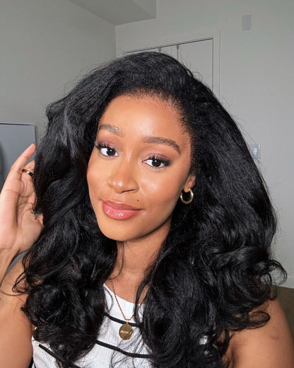 Pruik Zwarte HD Lace Body Wave Krullen
