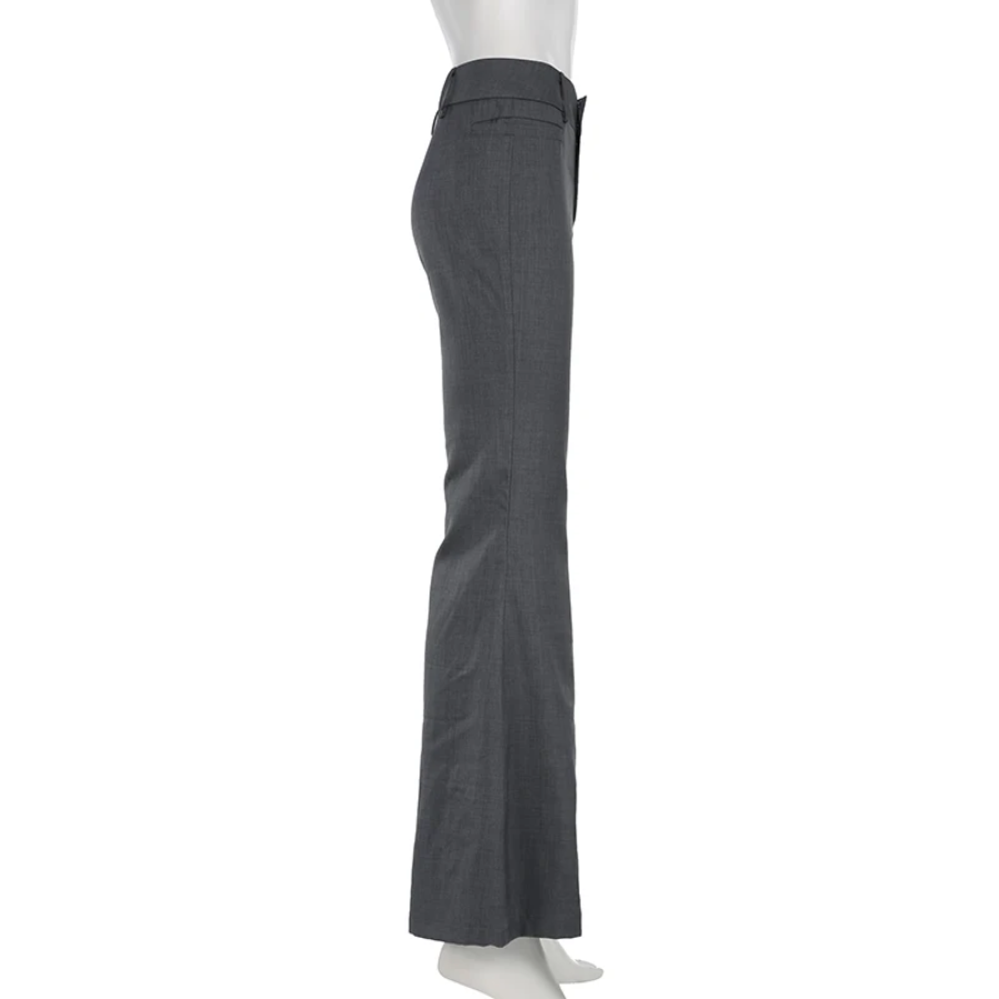 Elegante Broek met Hoge Taille en Uitlopende Pijpen