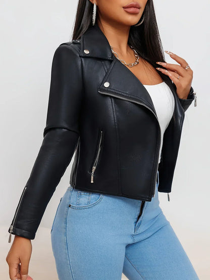 Zwart Bikerjack van Imitatieleer Valencia Stijl