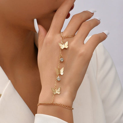 Dames Armband met Schakelketting en Ring Sieraden Trendy - Mode Vibes