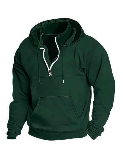 Heren Hoodie met Halve Rits Sportief Design - Mode Vibes