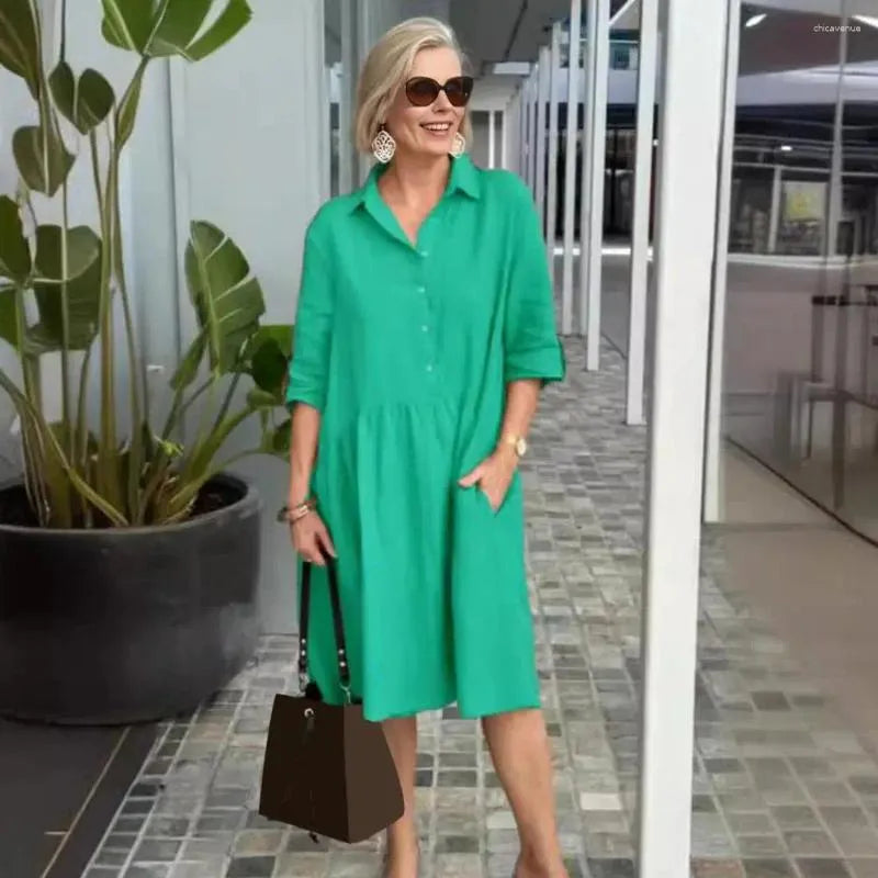 Vrijetijdsjurk Katoen Linnen Zomerjurk voor Vrouw - Mode Vibes