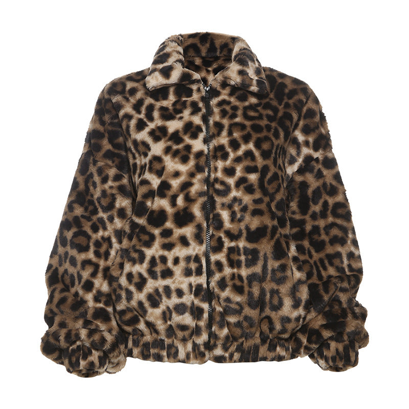 Dames Faux Fur Jas Kort Leopard Stijlvol