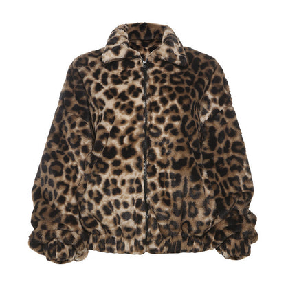 Dames Faux Fur Jas Kort Leopard Stijlvol