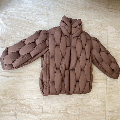 Dames Pufferjas Oversized Gevlochten Patroon Warm