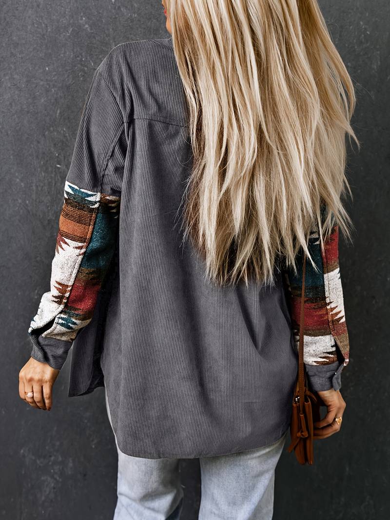 Boho Jas met Print Zachte Pasvorm Casual Stijl