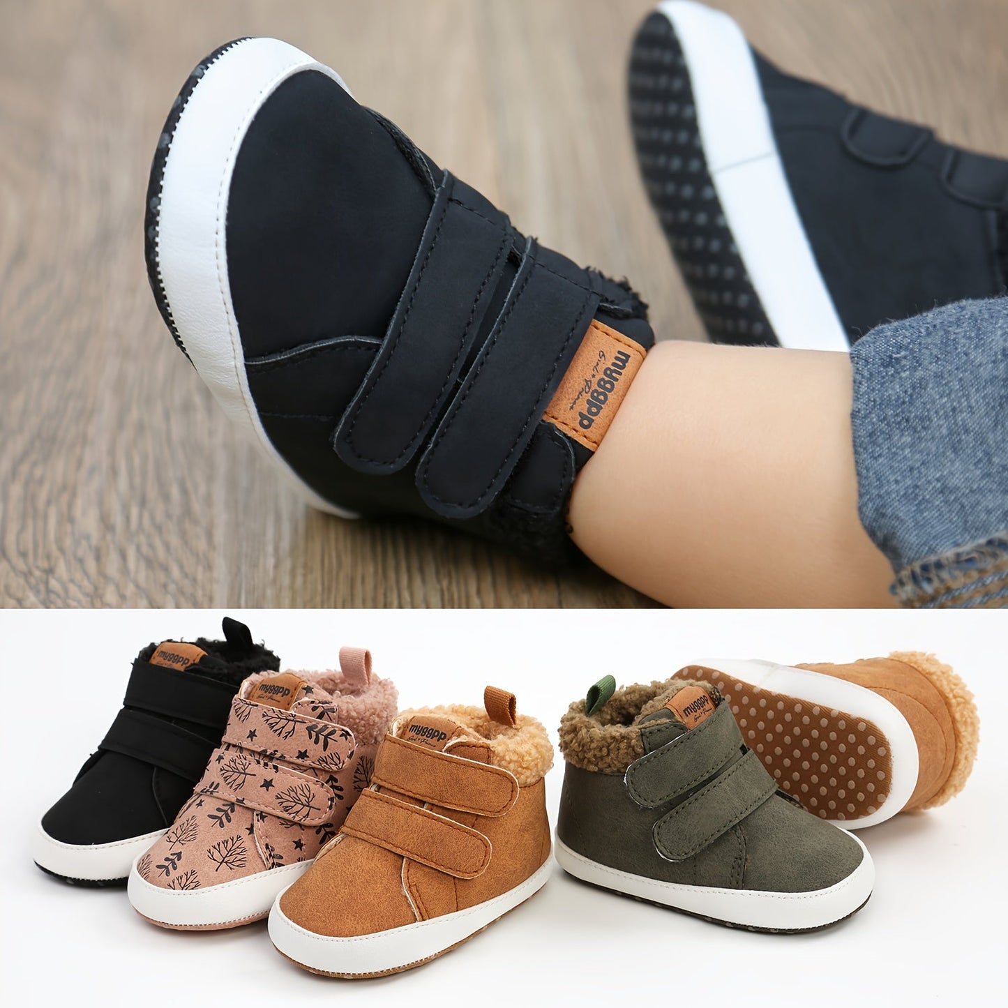 Warme Babyboots Noor met Klittenband voor Winter