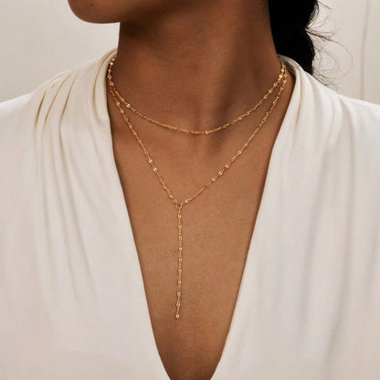 Gouden Y-Vorm Ketting voor Dames met Fijne Schakels en Subtiel Detail