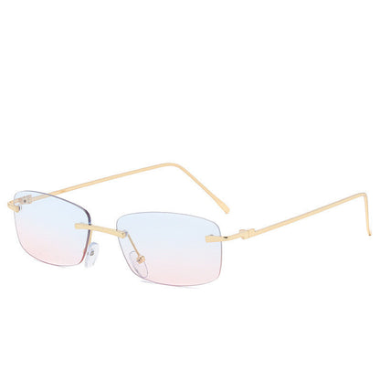 Dames Zonnebril Randloos Rechte Glazen Trendy Stijl