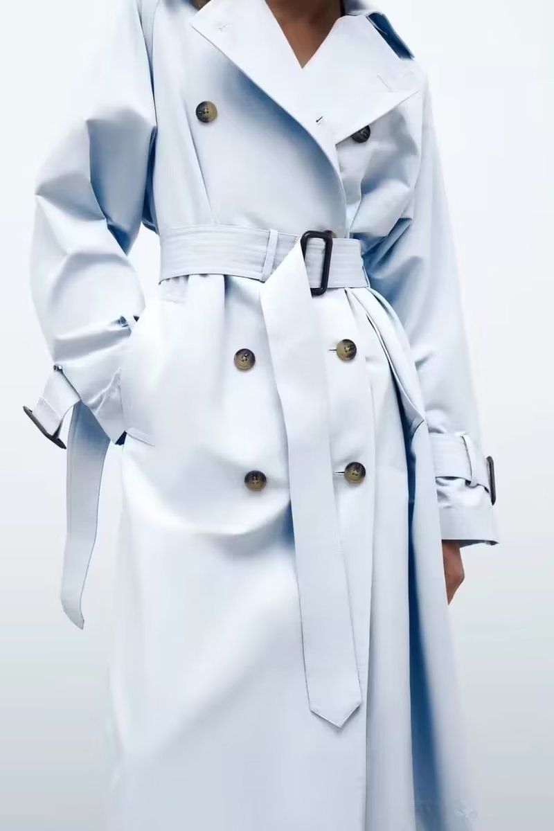 Dames Trenchcoat Lange Trendy Voorjaarsjas met Ceintuur