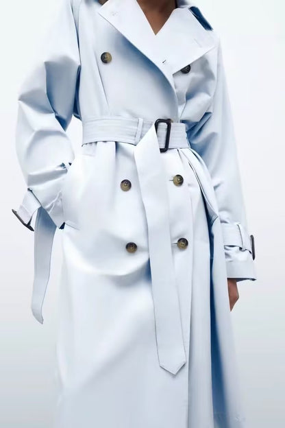 Dames Trenchcoat Lange Trendy Voorjaarsjas met Ceintuur