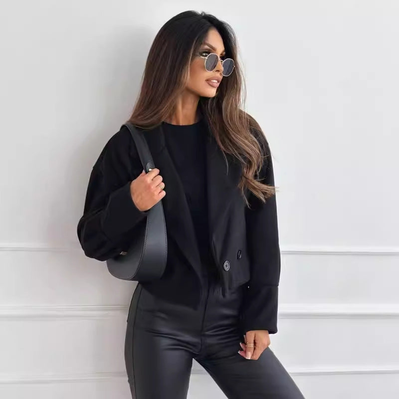 Dames Wollen Jas Kort Elegante Look