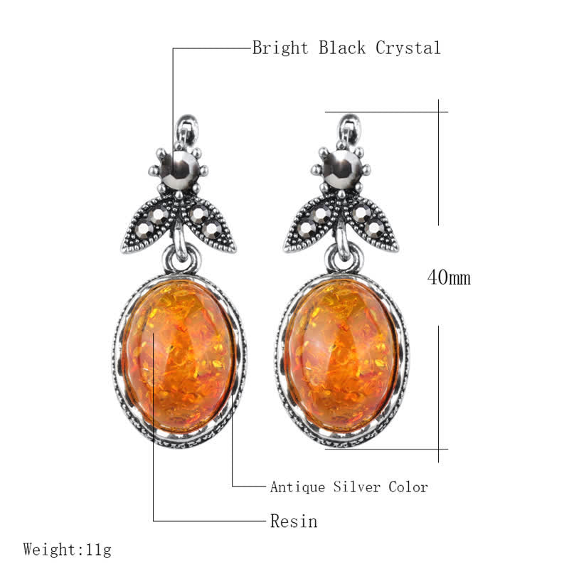 Retro Oorbellen Bloemen Amber Vintage Stijl