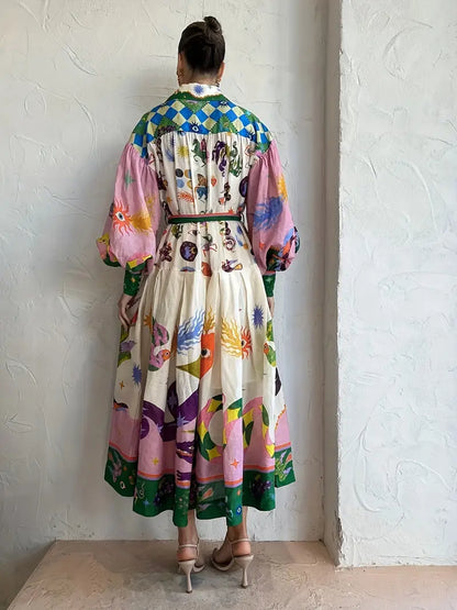 Maxi-jurk met Abstracte Print Vrouwelijk Design