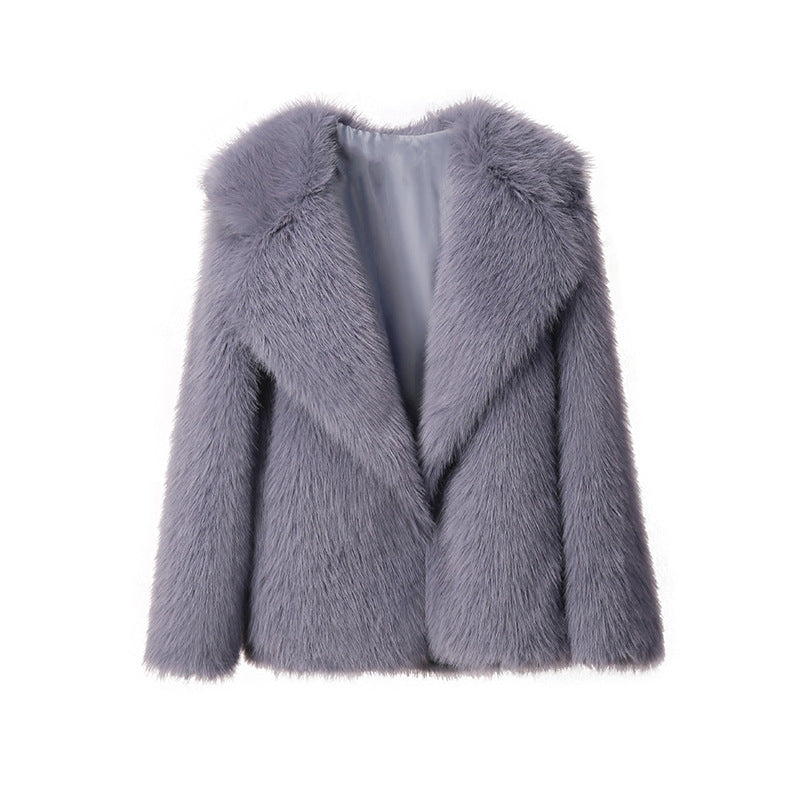 Dames Faux Fur Jas Grote Kraag Trendy Stijlvolle Zomerjas