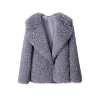 Dames Faux Fur Jas Grote Kraag Trendy Stijlvolle Zomerjas