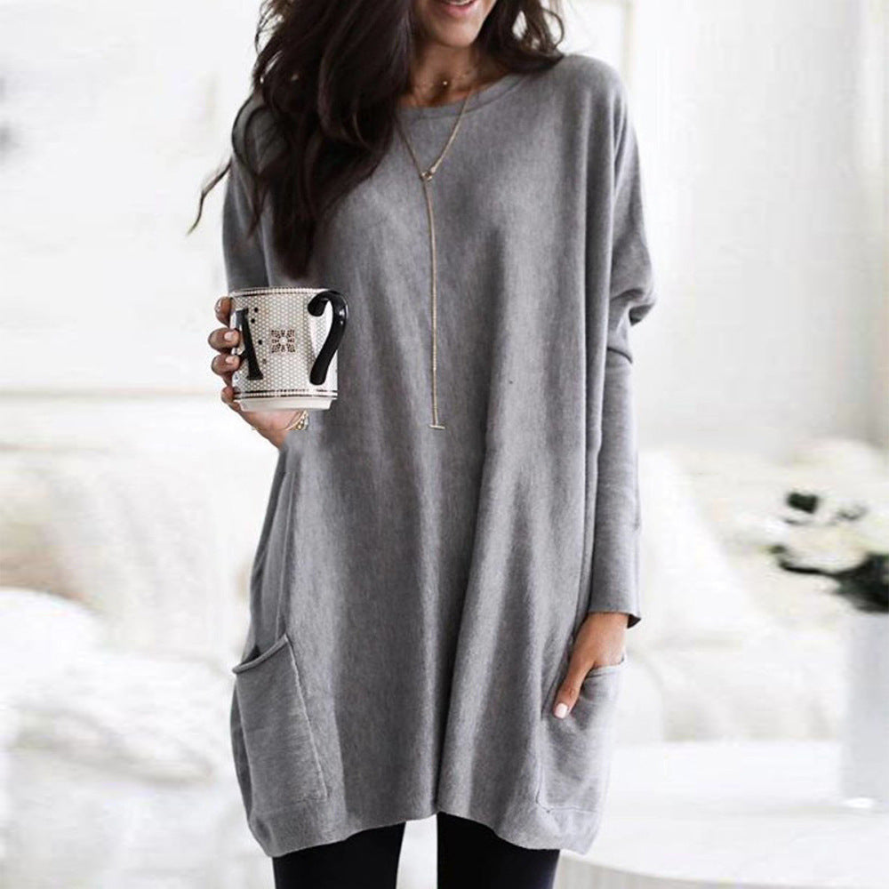 Dames Top met Lange Mouwen en Zakken Basis Collectie