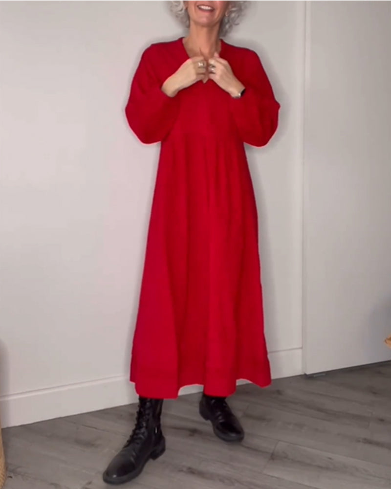 Midi Jurk V-hals Klassieke Stijl voor Vrouw - Mode Vibes