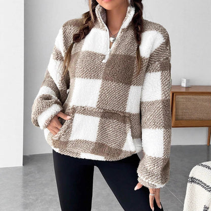 Dames Trui Warm en Comfortabel met Rits en Zakken