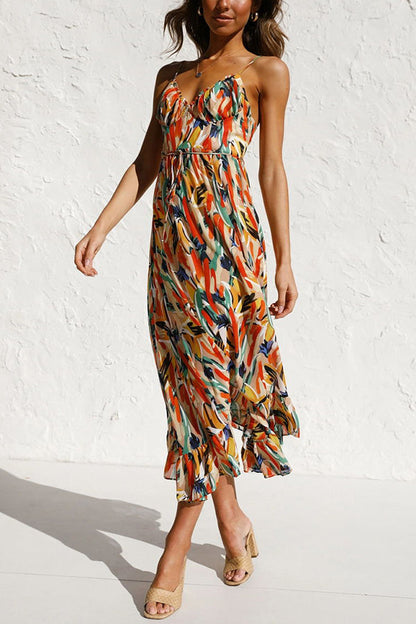 Midi Jurk Veelkleurig Vrouwen Jurk Zomerjurk