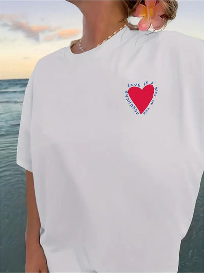 Dames T-shirt Katoen Regular Fit Met Print - Mode Vibes
