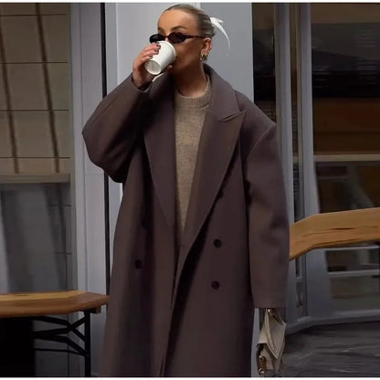 Dames Wollen Jas Oversized Warm Lange Trendy Look