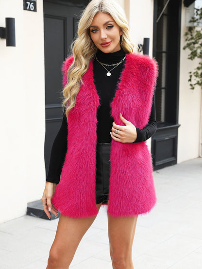 Dames Faux Fur Bodywarmer Gilet Trendy Zwart Wit
