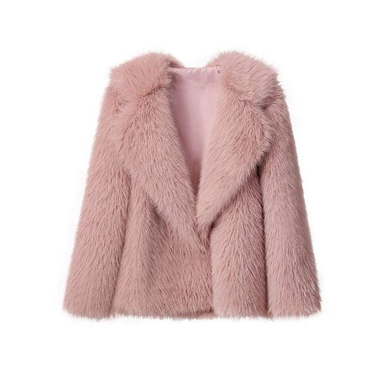 Dames Faux Fur Jas Grote Kraag Trendy Stijlvolle Zomerjas