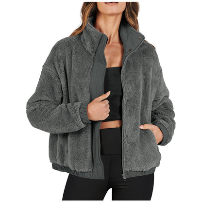 Dames Teddyjas Warm en Zachte Bomberjas Zwart