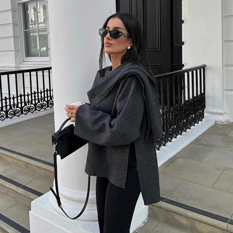 Wollen Jas Dames Oversized Knoopsluiting Luxe Voering