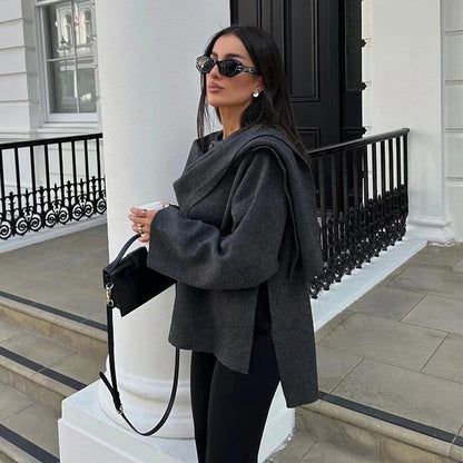 Wollen Jas Dames Oversized Knoopsluiting Luxe Voering