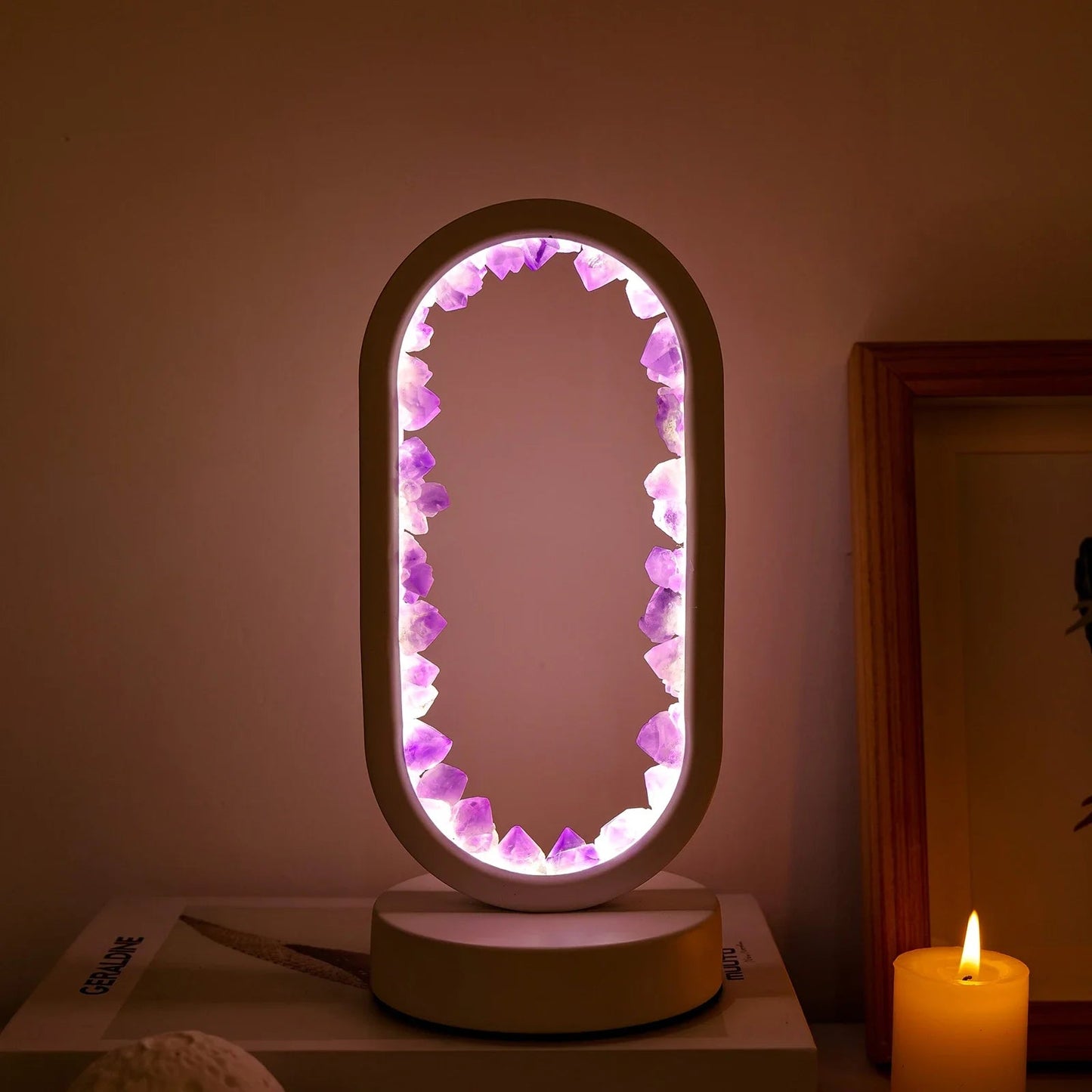 Amethist Lamp Handgemaakt Uniek Design Purper Kleur