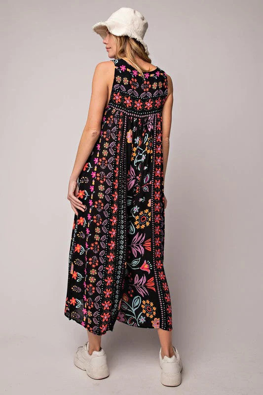 Vrouwelijke Jumpsuit met Bloemenprint Vintage Stijl