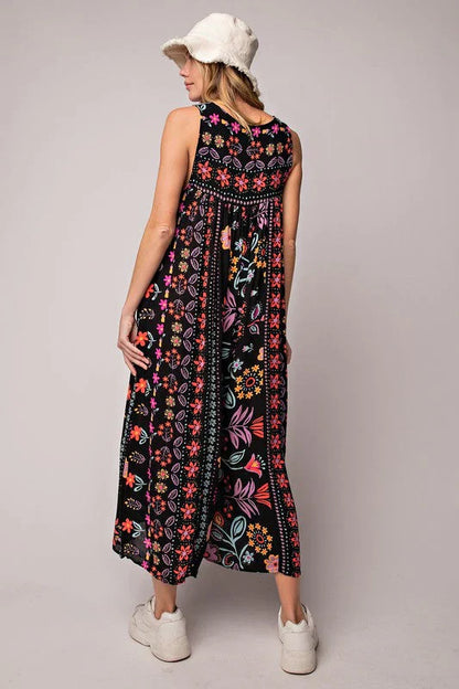 Vrouwelijke Jumpsuit met Bloemenprint Vintage Stijl