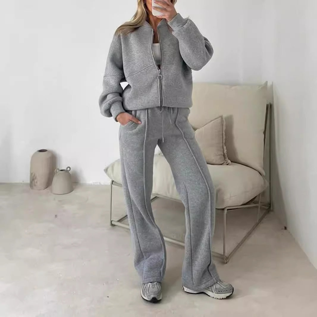 Dames Sportieve Trainingsset met Ritsvest en Wijde Broek - Mode Vibes