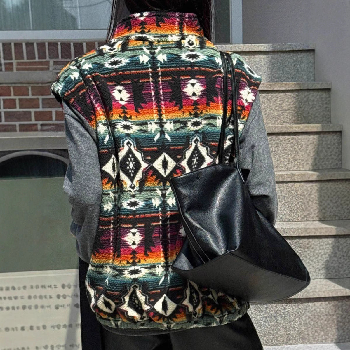 Dames Fleece Bodywarmer Aztec Print Warm en Stijlvol