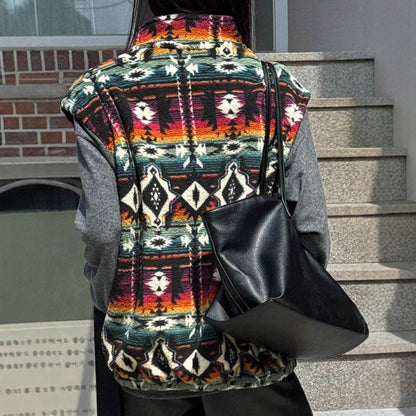 Dames Fleece Bodywarmer Aztec Print Warm en Stijlvol