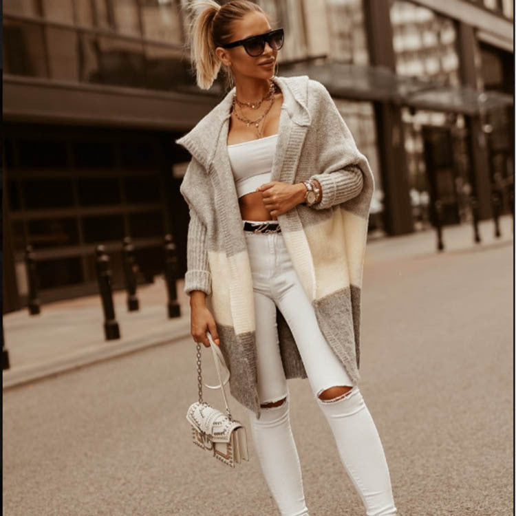 Dames Cardigan Jas Colorblock Hoodie Zacht