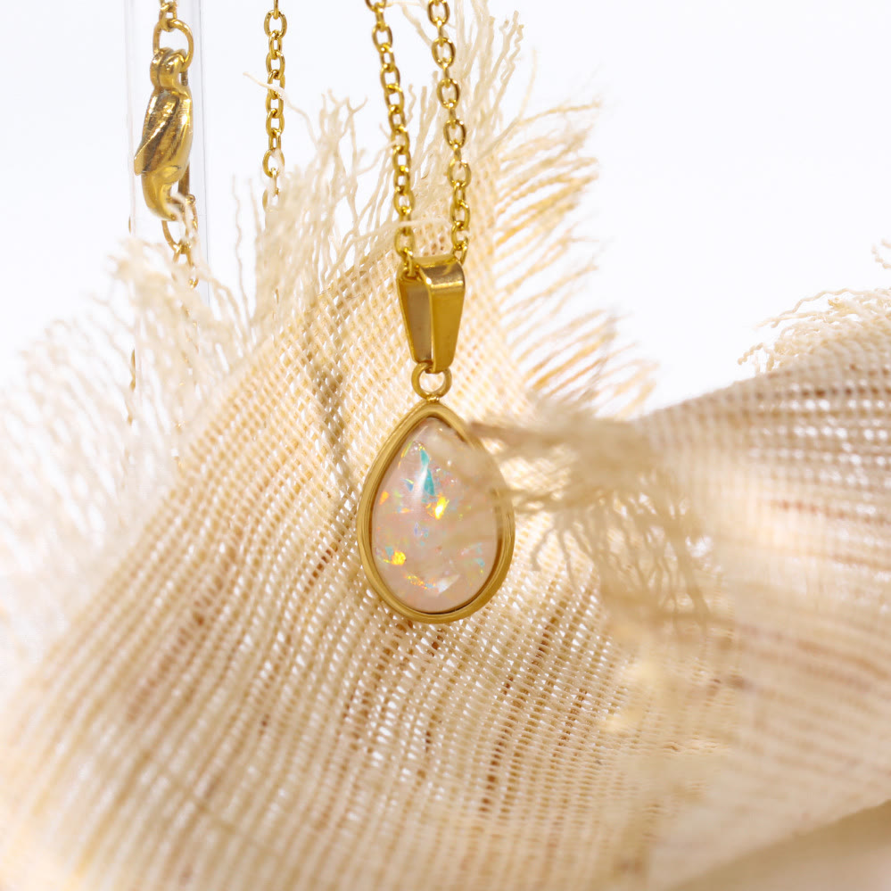 Opaal Hanger Ketting Natuurlijke Steen 18K Goud