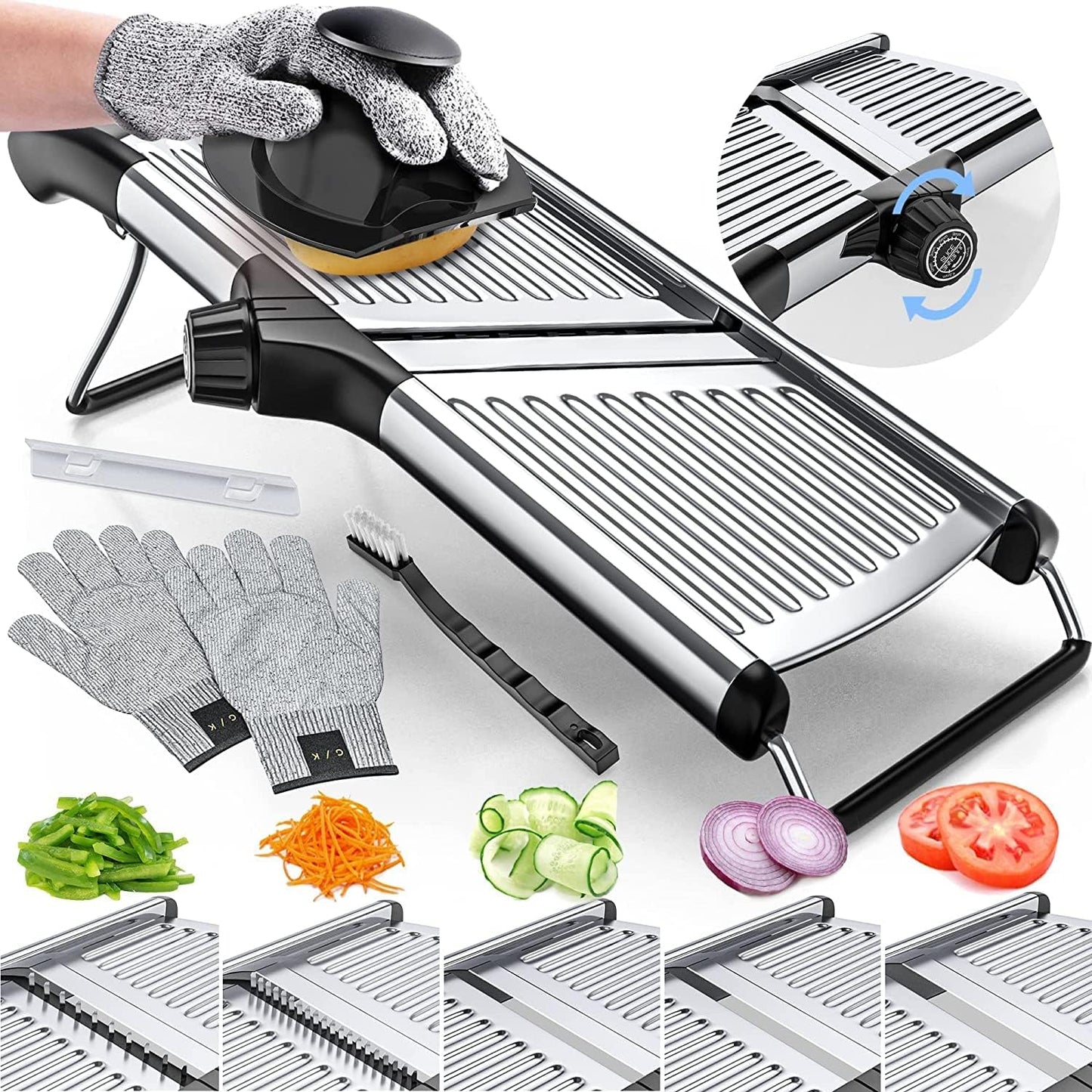 Professionele Foodsnijder Set met Snijbestendige Keukenhandschoenen - Mode Vibes
