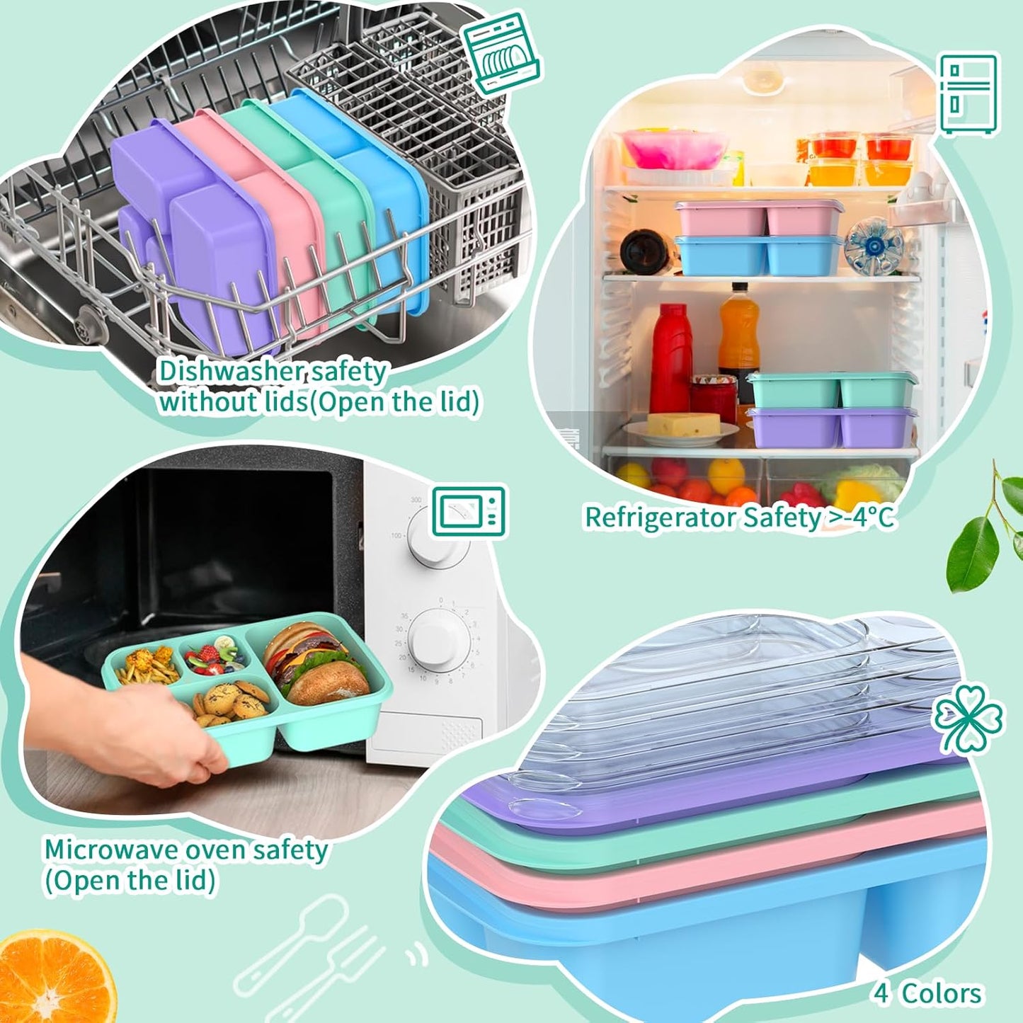 Bento Doos Maaltijdboxen 4-Stuks Set voor Eenvoudige Maaltijdbereiding