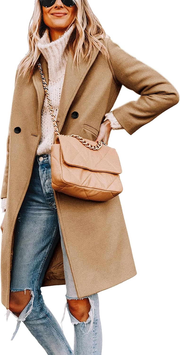 Dames Wollen Jas Notch Revers Warme Wintercoat