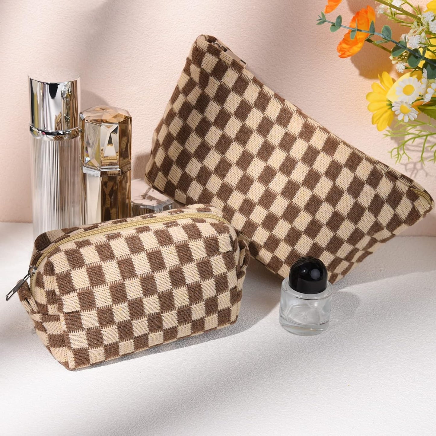 Make-up Tas Set Geruit Reisformaat